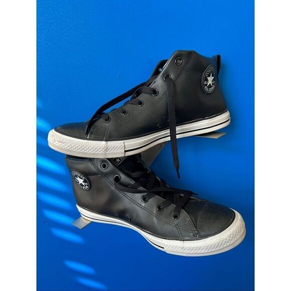 Converse All Star High Top Black on Black Canvas leather Shoes 144662C size 12 m main image 7